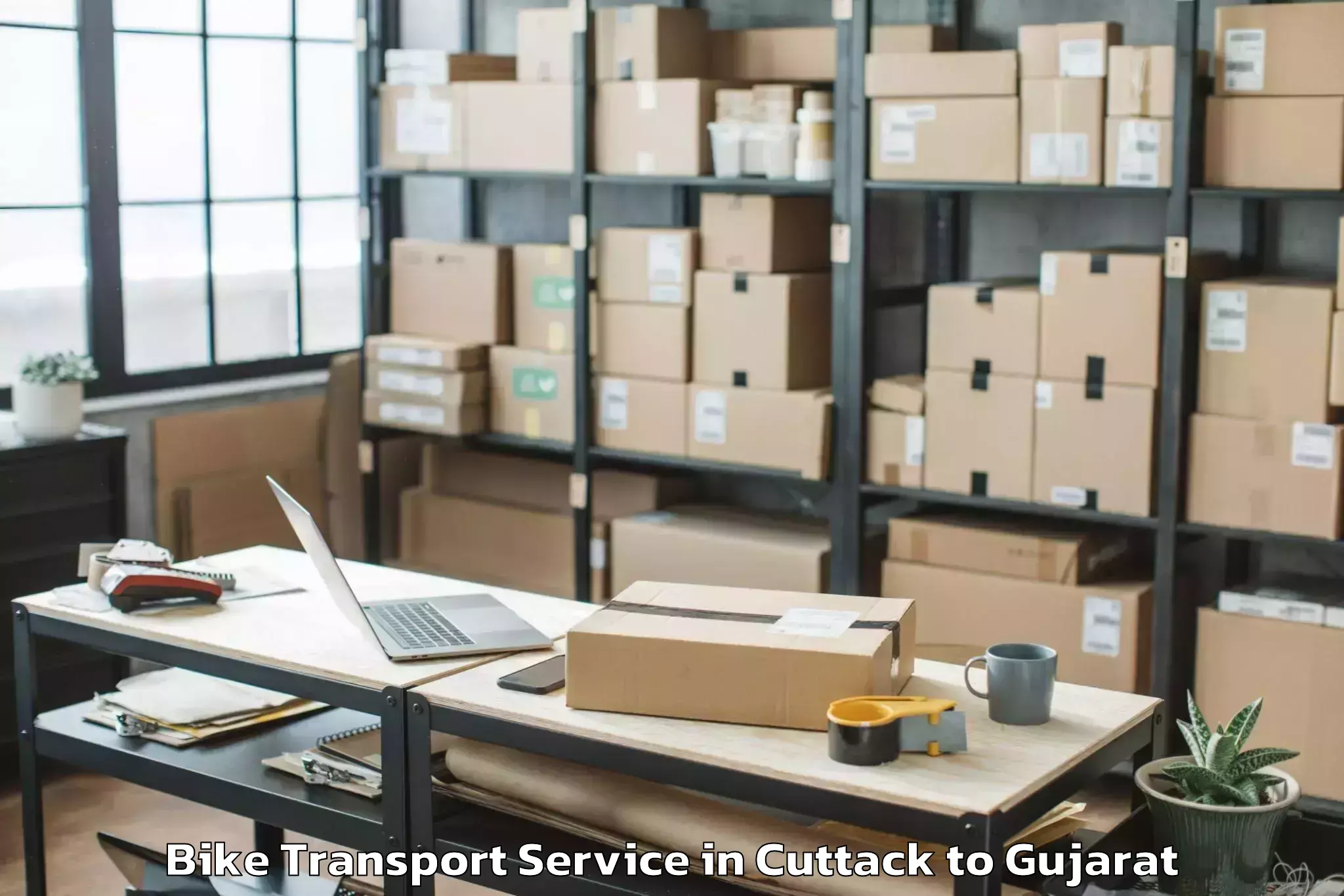 Reliable Cuttack to Bhanvad Bike Transport